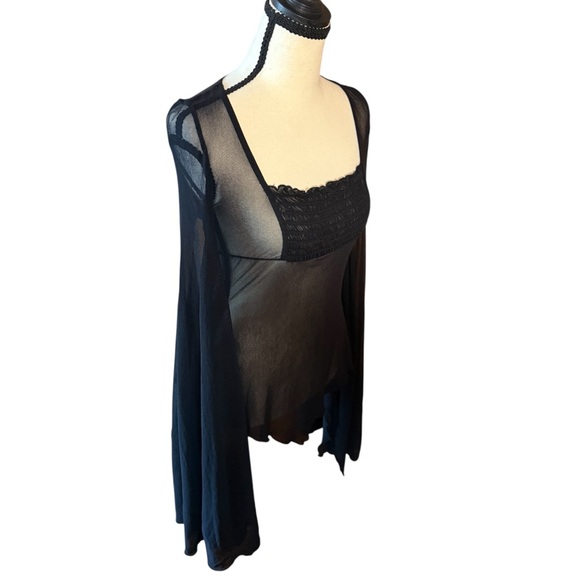 bebe Tops - bebe Black Sheer Long-Sleeve Mesh Top